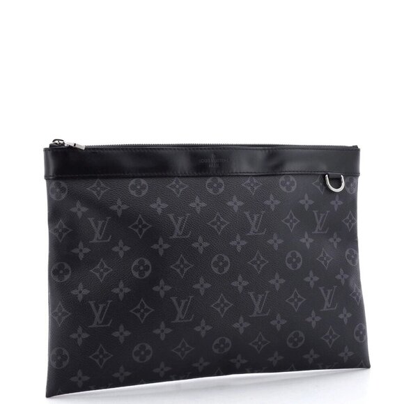 LOUIS VUITTON Monogram Eclipse Pochette Discovery Clutch Bag Black M62291 - Picture 1 of 11
